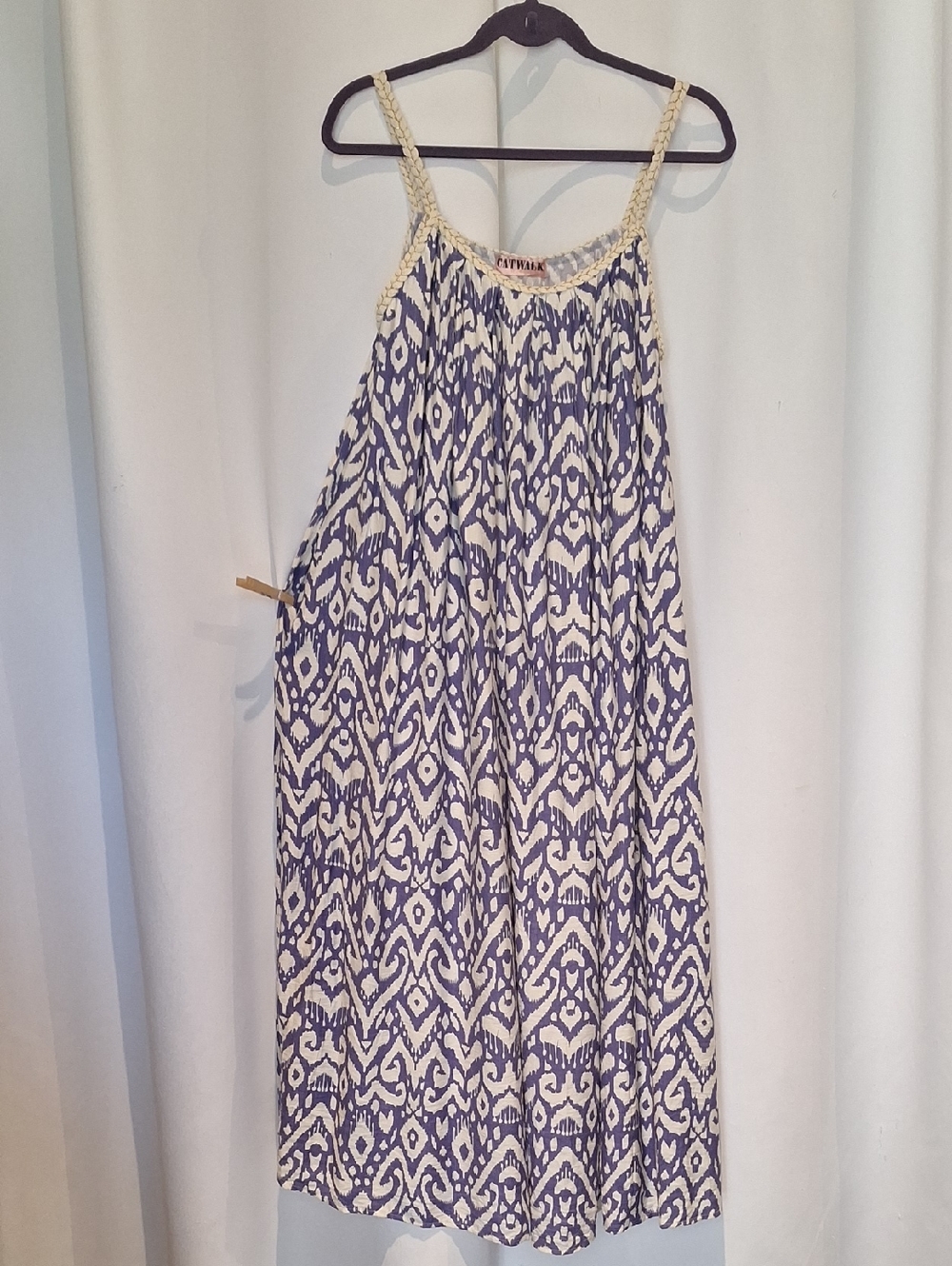 Catwalk On The Beach Purple & White Patterned' Summer Dress with Braided Straps